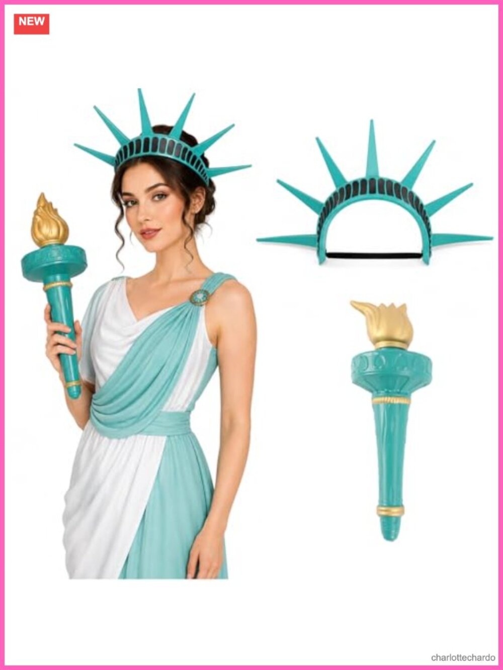 Statue of Liberty Crown & Torch Costume Accessory Set Plastic Adult Size
